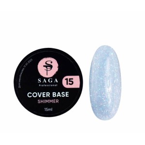 Камуфлирующая база Saga Cover Base Shimmer №15 ( молочно-голубой с шиммером) 15 мл